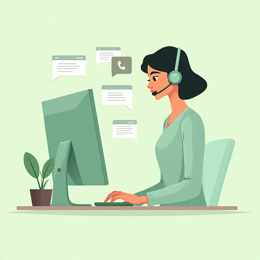 AI Receptionist Interface with Floating Communication Icons